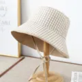 Chapeau bob à carreaux de style français pour femme, chapeau de soleil élégant avec mentonnière. - M (56-58cm) / Vichy khaki blanc