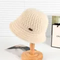 Beige πλεκτό καπέλο ψαρά για γυναίκες χειμώνας ζεστό μάλλινο καπέλο παχύ άνετο bucket. - M (56-58cm) / XT2549 μπεζ