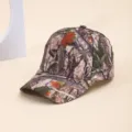 Tree bark camouflage print baseball cap variant, classic curved brim casual sun hat style. - White & Coffee Falling Leaves