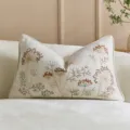 Fodera per cuscino lombare ricamata con fiori nordici, cuscino in ciniglia beige per divano. - 30x50cm / Beige