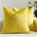 Fodera per cuscino in velluto giallo stile nordico con squisito motivo in rilievo. - 30*50cm Senza Imbottitura / Federa per cuscino foglia di ginkgo gialla