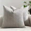 Nordic velvet pillow cover, grey ginkgo leaf quilted cushion case for sofa home decor. - Light Gray Ginkgo Leaf Cushion Covers