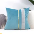 Elegante fodera per cuscino in velluto blu con dettagli di strisce decorative dorate e strass. - Federe 30*50 senza imbottitura / Strass blu