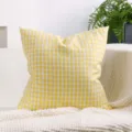 Fodera per cuscino a quadri gialli e bianchi, morbida fodera decorativa in poliestere per divano. - 45x45cm / Giallo