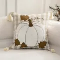 Fodera per cuscino zucca autunnale beige a quadri decorazione festiva del Ringraziamento - 45*45 (Senza Nucleo per Cuscino) / Zucca a quadri in ecopelliccia di coniglio