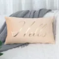 Fodera per cuscino in velluto tinta unita con scritta Hello dorata, stile nordico chic. - 30*50 cm (senza interno) / Beige «Hello» stampa laminata oro
