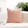 Fodera per cuscino a quadri arancione e bianca in poliestere per decorazione divano casa - 40x40cm / Arancione