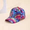 Tie-dye baseball cap multi-color gradient printed duck tongue hat for men and women sun hat - Dark Grey Blue-Green-Red Peacock Tail