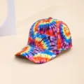 Colorful tie-dye baseball cap with vibrant multi-color gradient design, casual sun protection. - Orange-Red Yellow-Orange Peacock Tail