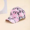 Pink white tie-dye graffiti baseball cap sun protection casual stylish hip-hop sun hat - Pink Pink Lines Art Font