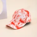 Red white tie dye baseball cap for men and women, casual streetwear sun hat and hip hop trucker hat. - Orange and Red Tie-Dye