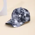 Tie-dye star print baseball cap for men and women, trendy streetwear sun hat, casual design. - Light Yellow and Black Five-Star Tie-Dye