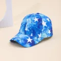 Blue tie-dye baseball cap with white star pattern, stylish casual sun hat for daily wear. - Champagne Blue Five-Star Tie-Dye