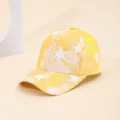 Yellow tie-dye baseball cap with white stars design, casual sun protection dad hat for daily wear. - Yellow Five-Star Tie-Dye