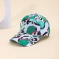 Trendy tie-dye graffiti baseball cap, colorful printed sun protection duckbill hat for daily wear. - Dark Green & Green Peking Opera Graffiti