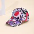 Trendy graffiti tie-dye baseball cap with colorful abstract print for casual daily wear. - Cyan and Purplish Red Peking Opera Graffiti