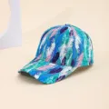 Unisex gradient feather print baseball cap sun protection stylish casual outdoor hat blue - Sky Blue and Blue-Green Feathers