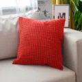 Fodera per cuscino da divano in velluto a coste rosso stile moderno minimalista per salotto - Federa per cuscino 55x55 cm senza imbottitura / Texture a grana di mais rosso acceso