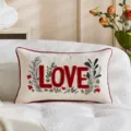 Federa cuscino amore rosso di San Valentino con ricamo, copricuscino decorativo accogliente. - Bordo Rosso LOVE / 30x50cm / Rosso