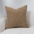 Corduroy Throw Pillow Cover Brown Square Cushion Case Soft Decorative Pillow for Sofa Bed - Light Coffee Corn Grain Texture