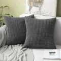 Dark grey corduroy sofa cushion cover corn grain texture decorative throw pillow case - Corn Grain Shape - Dark Gray