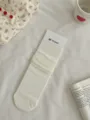 Calcetines slouch blancos para mujer, calcetines de tubo medio de algodón con malla transpirable. - Talla única / Blanco Roto