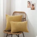 Yellow Corduroy Pillow Cover Nordic Style Corn Grain Cushion Case for Sofa Home Decor - Corn Kernel Pattern - Ginger Yellow