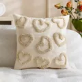 Beige tufted heart pillow cover, cozy textured throw pillow case for living room sofa decor - 9 Hearts / 45x45cm (Pillow Case Only) / Beige