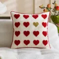 Fodera per cuscino San Valentino cuori trapuntati rossi carini decorazione divano casa - Bordo Rosso Piccolo Cuore / 45x45cm / Rosso