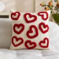 Red heart tufted throw pillow cover, beige decorative cushion case for home sofa and bed. - 9 Hearts / 45x45cm (Pillow Case Only) / Red