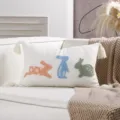 Easter rabbit throw pillow cover, cute tufted embroidery cushion cover in cotton linen style. - 30x50cm / White