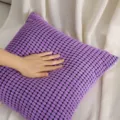 Purple textured corduroy throw pillow cover, corn kernel design for modern sofa decor. - Corn Kernel Pattern - Purple