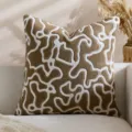 Funda de cojín decorativa con patrón abstracto marrón y blanco, suave funda de almohada de terciopelo. - Estilo Cuadrado 5 (Sin Núcleo) / 45*45mm