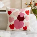 Valentine's Day plush heart embroidered throw pillow cover soft decorative cushion case. - Red Heart Rain / 45x45cm / Red