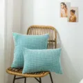 Nordic style corduroy throw pillow cover, corn kernel texture modern sofa cushion case. - Aqua Blue Corn Grain Texture