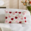 Valentine's Day rectangular plush throw pillow cover with red pink hearts and gold love print. - Bronzing Heart / 30x50cm / White/Gold