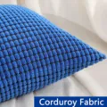 Blue corduroy pillow cover with corn kernel texture, modern minimalist sofa cushion case. - Corn Kernel Texture - Blue