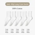 Calcetines largos blancos de algodón puro, cómodos y transpirables para uso diario elegante. - Talla única / Blanco Sobre la rodilla