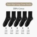 Calcetines largos negros clásicos para hombres y mujeres, diseño acanalado liso para uso diario. - Talla única / Negro Sobre la rodilla