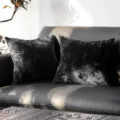 Fodera per cuscino in velluto ghiaccio tinta unita di lusso nordico cuscino divano grigio - 30*50CM Senza Interno / Fodera per cuscino fiori di ghiaccio nera, 1 pz