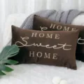 Fodera per cuscino in velluto marrone con testo inglese dorato per decorazione domestica. - 30*50 cm (senza interno) / Sweet home color caffè laminato oro