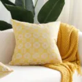 Fodera per cuscino gialla in jacquard con motivo a trifoglio bianco, arredo divano. - 30*50 (Senza Anima) / Giallo