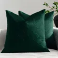 Dark green velvet throw pillow cover with fan leaf embossed texture, modern sofa cushion decor. - Dark Green Ginkgo Leaf Cushion Covers