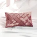 Federa per cuscino decorativo in velluto rosa, copricuscino trapuntato a rombi per divano letto - 30*50 (senza imbottitura) / Quadretti 5x5 rosa antico