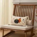 Fodera per cuscino lombare ricamata con zucca d'autunno, federa decorativa beige con nappe. - 30x50cm (Solo Federa) / Cuscino lombare zucca 126#