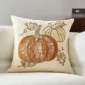 Decorative autumn pumpkin embroidered throw pillow cover for Thanksgiving living room sofa decor. - Patterned Pumpkins