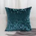 Federa cuscino velluto motivo onde stile nordico, verde petrolio scuro quadrato per divano. - 40*40 (senza imbottitura) / Motivo spazzolato blu pavone