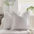 Federa per cuscino in velluto bianco con bordo smerlato morbida decorazione variante - Bordo smerlato bianco