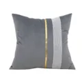 Fodera per cuscino in velluto grigio con striscia di strass dorati e argentati - Federe 30*50 senza imbottitura / Applicazione in strass grigio