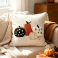 Fodera per cuscino autunno zucca ricamata Thanksgiving decorazione divano 45x45 cm beige - 45*45 (Senza Nucleo per Cuscino) / Cuscino quadrato zucca 126#a